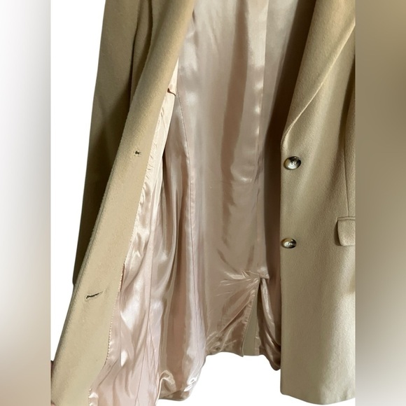 Wool Cashmere Blend Carmel Elegant Minimalist Career Coat Pure Collection SZ 12 - Picture 7 of 11